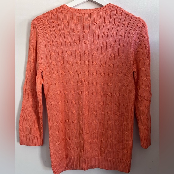 Vintage LAUREN RALPH LAUREN Womens Coral Salmon Cable-Knit Sweater Size S - Picture 3 of 6